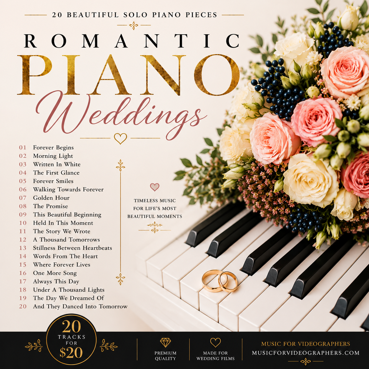 Romantic Piano Weddings | 20 Solo Piano Tracks for Wedding Films