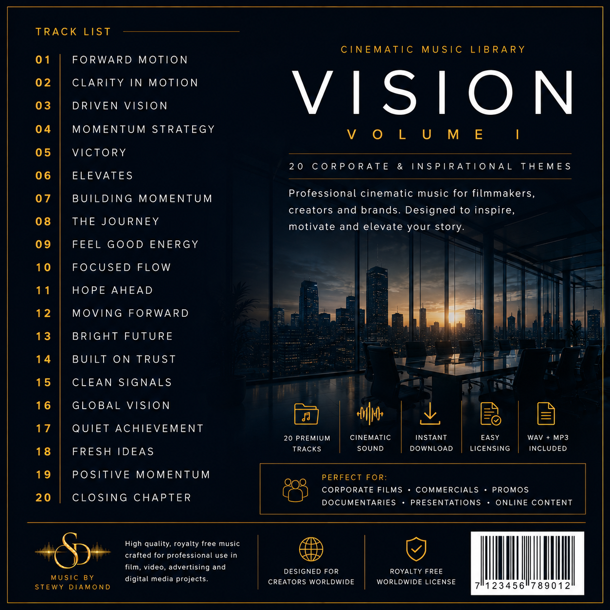 Vision Volume I, 20 Corporate & Inspirational Music Tracks for Filmmakers, Brands & Content Creators