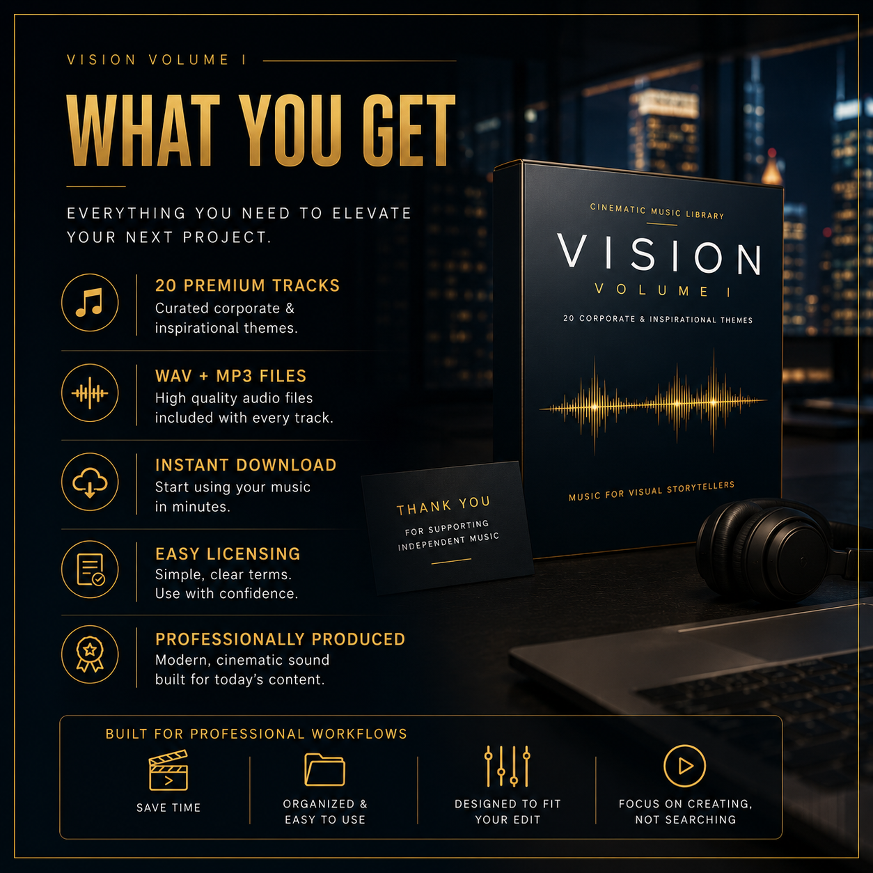 Vision Volume I, 20 Corporate & Inspirational Music Tracks for Filmmakers, Brands & Content Creators